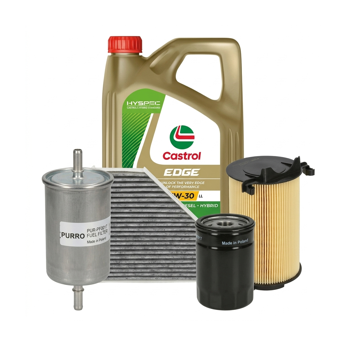 Kit revizie ulei Castrol EDGE 5W-30 LL + filtre VW Golf 5 2.0 FSI 150 CP – PURRO