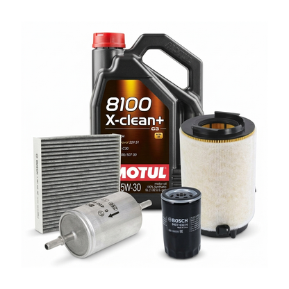 Kit revizie ulei Motul 8100 X-CLEAN+ 5W-30 + filtre VW Touran 1T1/1T2 1.6 102 CP – Bosch