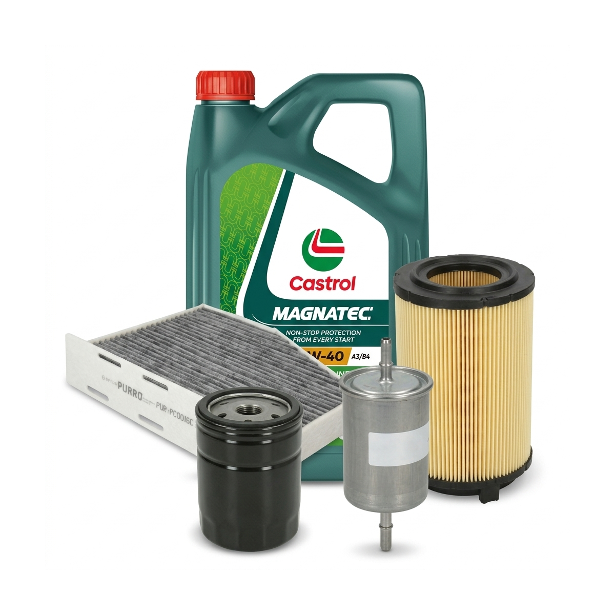 Kit revizie ulei Castrol MAGNATEC 5W-40 A3/B4 + filtre VW Touran 1T1/1T2 1.6 102 CP – PURRO