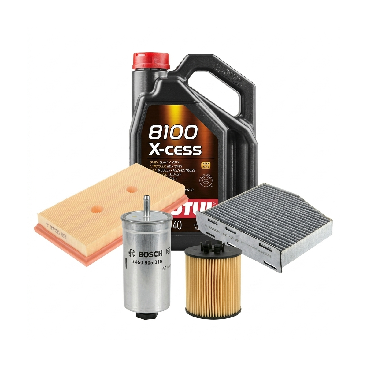 Kit revizie ulei Motul 8100 X-CESS 5W-40 + filtre VW Golf 5 1.6 FSI 115 CP – Bosch