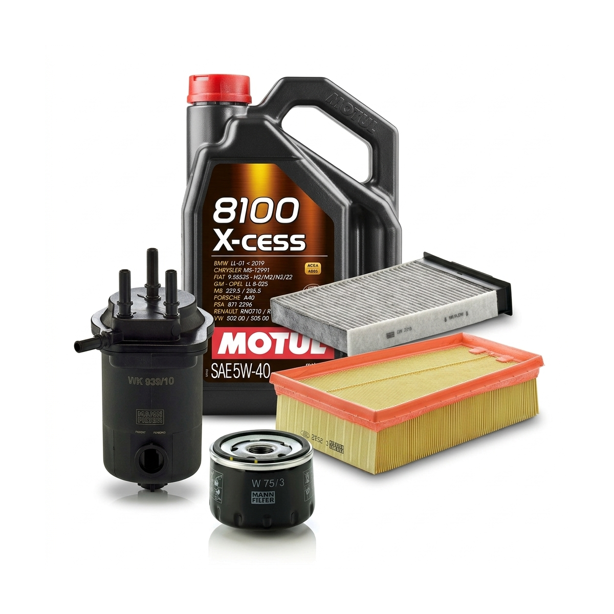 Kit revizie ulei Motul 8100 X-CESS 5W-40 + filtre Renault Megane 2 1.5 dCi 101 CP – MANN