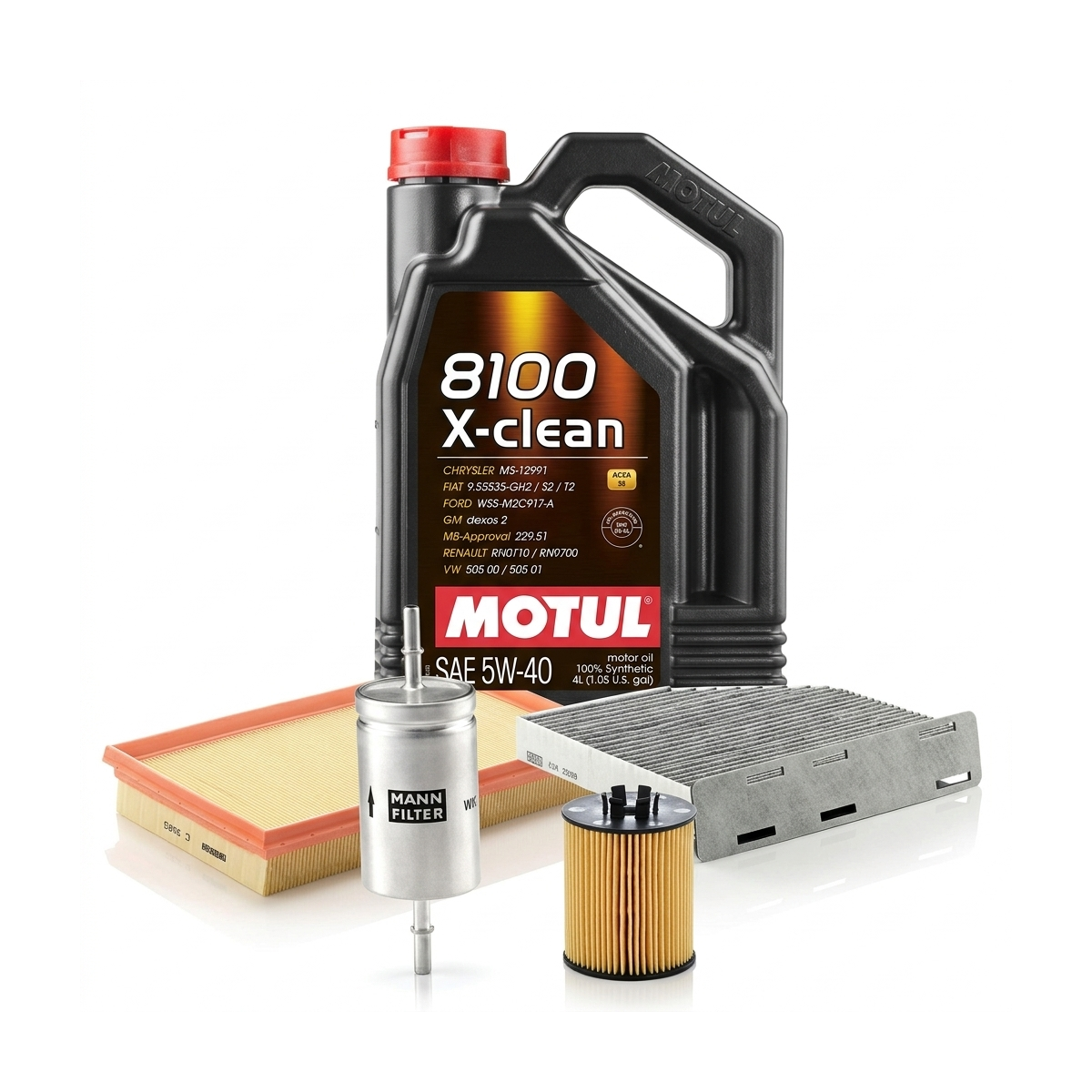 Kit revizie ulei Motul 8100 X-CLEAN 5W-40 + filtre VW Golf 5 1.4 FSI 90 CP – MANN