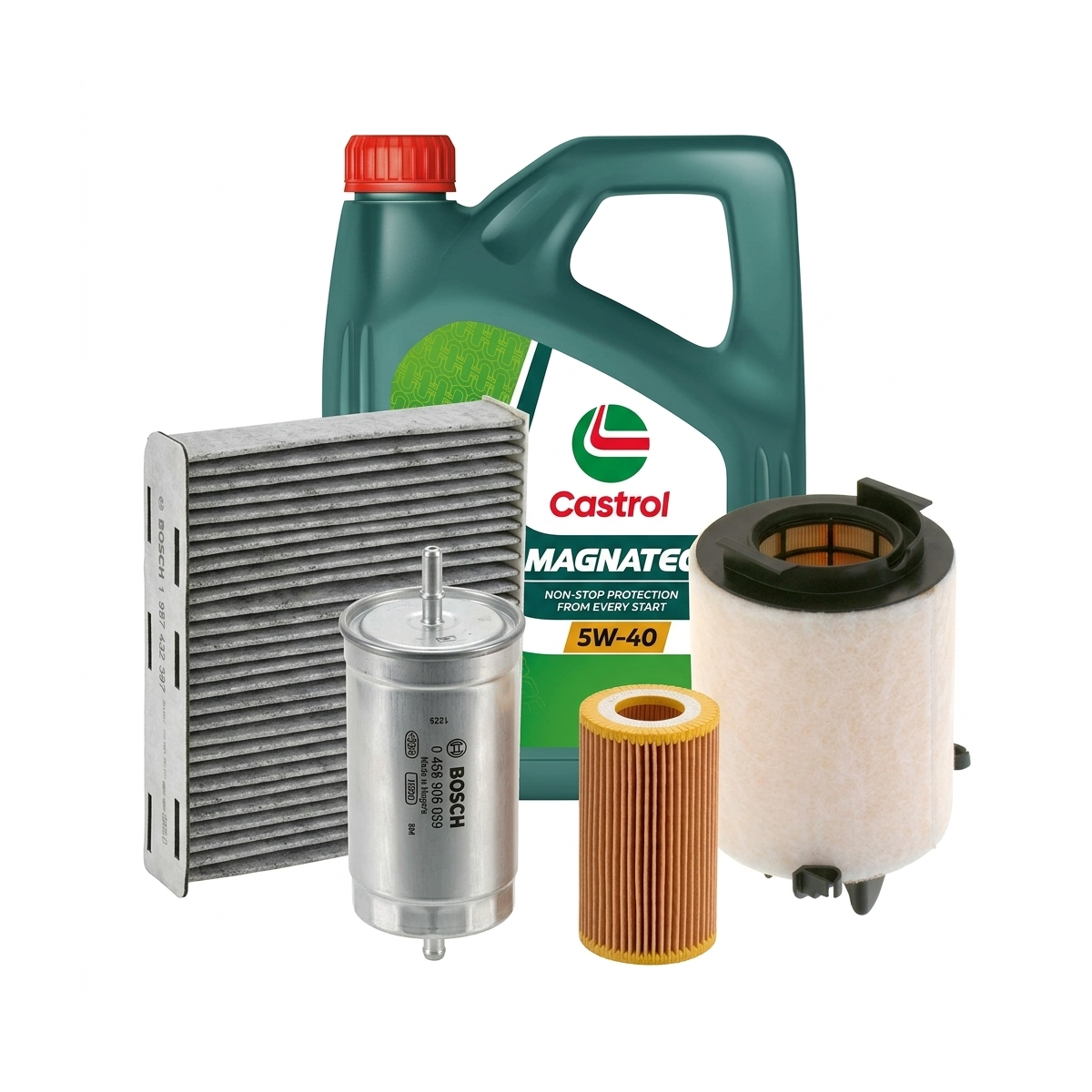 Kit revizie ulei Castrol MAGNATEC 5W-40 A3/B4 + filtre VW Touran 1T1/1T2 2.0 FSI 150 CP – Bosch