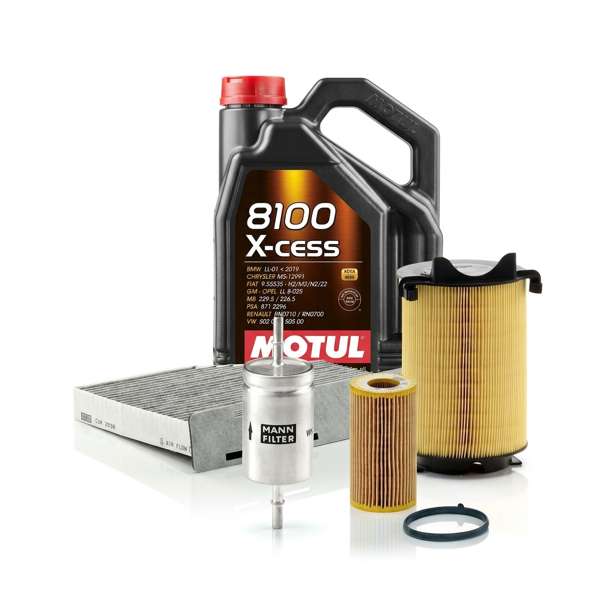 Kit revizie ulei Motul 8100 X-CESS 5W-40 + filtre VW Touran 1T1/1T2 2.0 FSI 150 CP – MANN