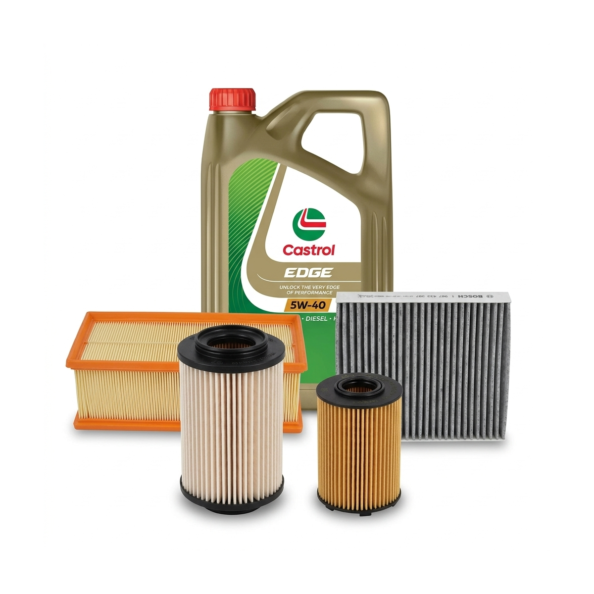 Kit revizie ulei Castrol EDGE 5W-40 + filtre VW Touran 1T1/1T2 2.0 TDI 16V 140 CP – Bosch
