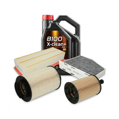Kit revizie ulei Motul 8100 X-CLEAN+ 5W-30 + filtre VW Touran 1T1/1T2 2.0 TDI 16V 140 CP – PURRO