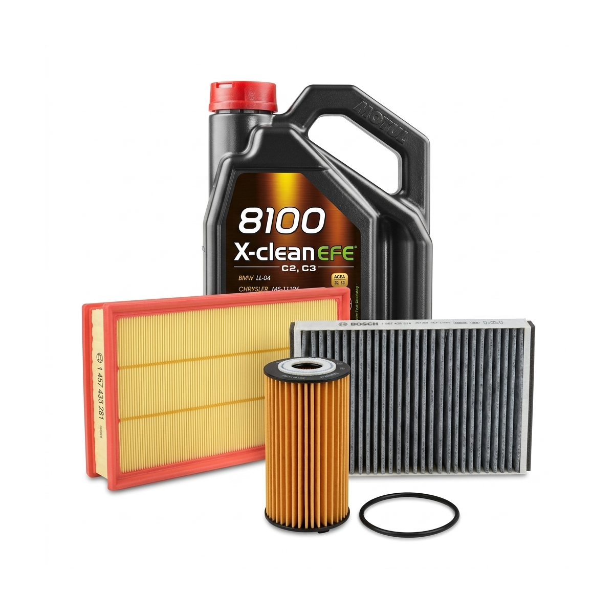 Kit revizie ulei Motul 8100 X-CLEAN EFE 5W-30 + filtre Opel Astra H 1.4 90 CP – Bosch