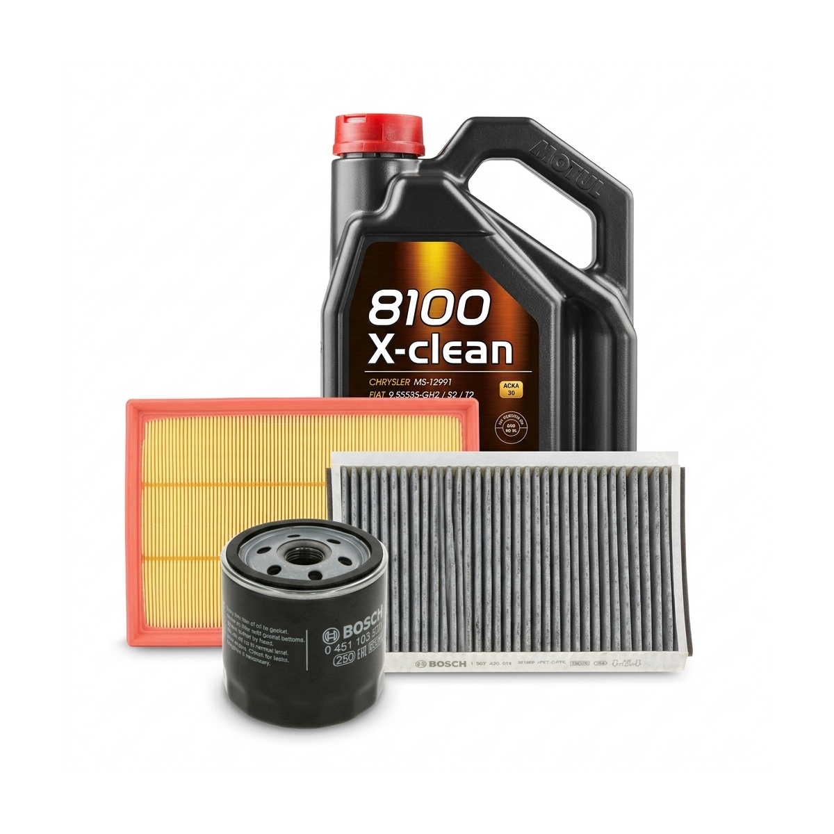 Kit revizie ulei Motul 8100 X-CLEAN 5W-40 + filtre Opel Astra H 1.6 105 CP – Bosch