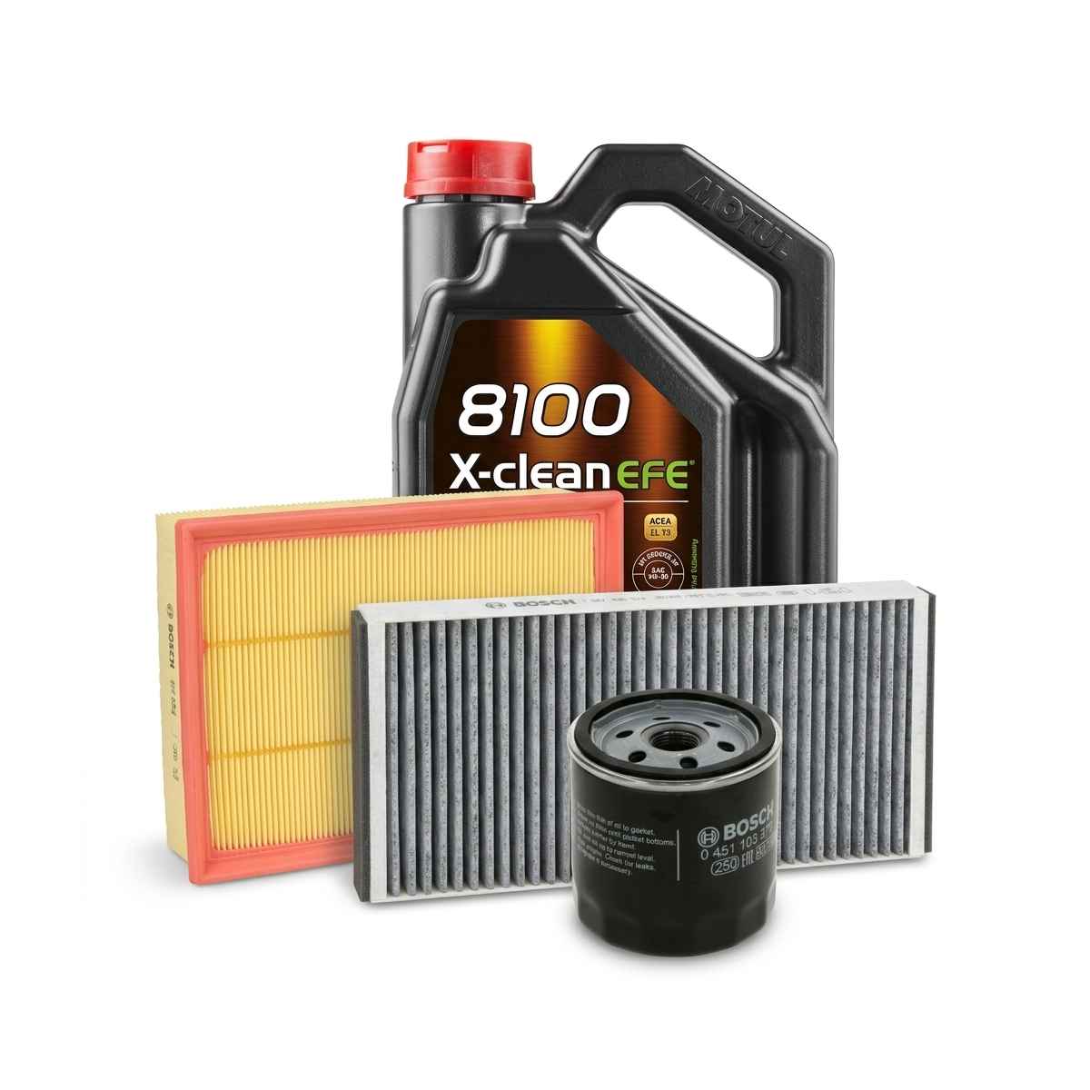 Kit revizie ulei Motul 8100 X-CLEAN EFE 5W-30 + filtre Opel Astra H 1.6 105 CP – Bosch