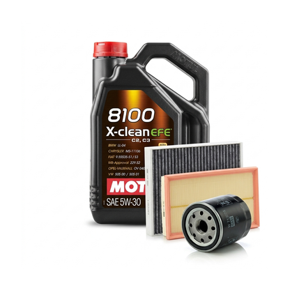 Kit revizie ulei Motul 8100 X-CLEAN EFE 5W-30 + filtre Opel Astra H 1.6 105 CP – MANN