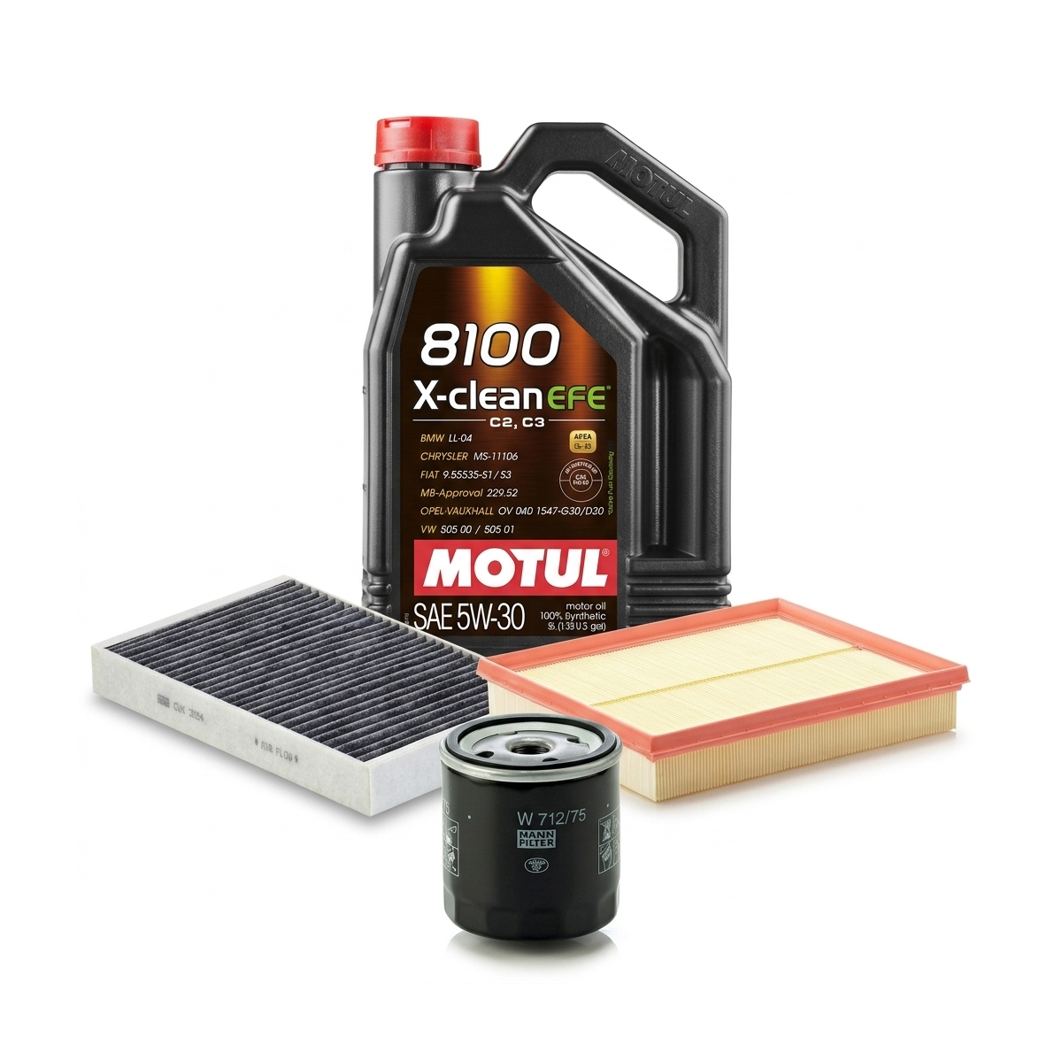 Kit revizie ulei Motul 8100 X-CLEAN EFE 5W-30 + filtre Opel Astra H 1.8 125 CP – MANN
