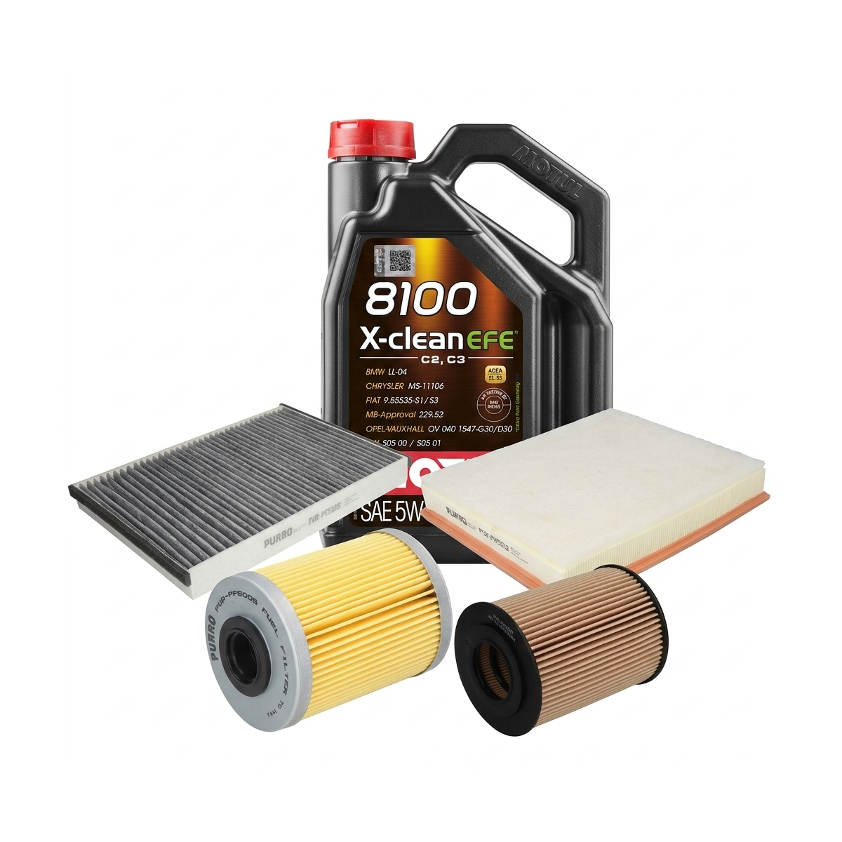 Kit revizie ulei Motul 8100 X-CLEAN EFE 5W-30 + filtre Opel Astra H 1.7 CDTI 100 CP – PURRO