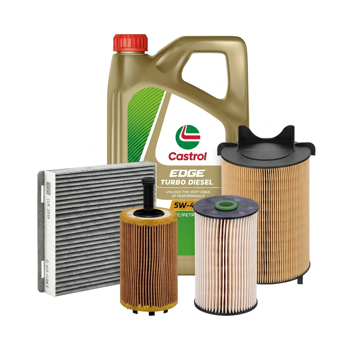 Kit revizie ulei Castrol EDGE Turbo Diesel 5W-40 + filtre VW Golf 5 2.0 SDI 75 CP – MANN