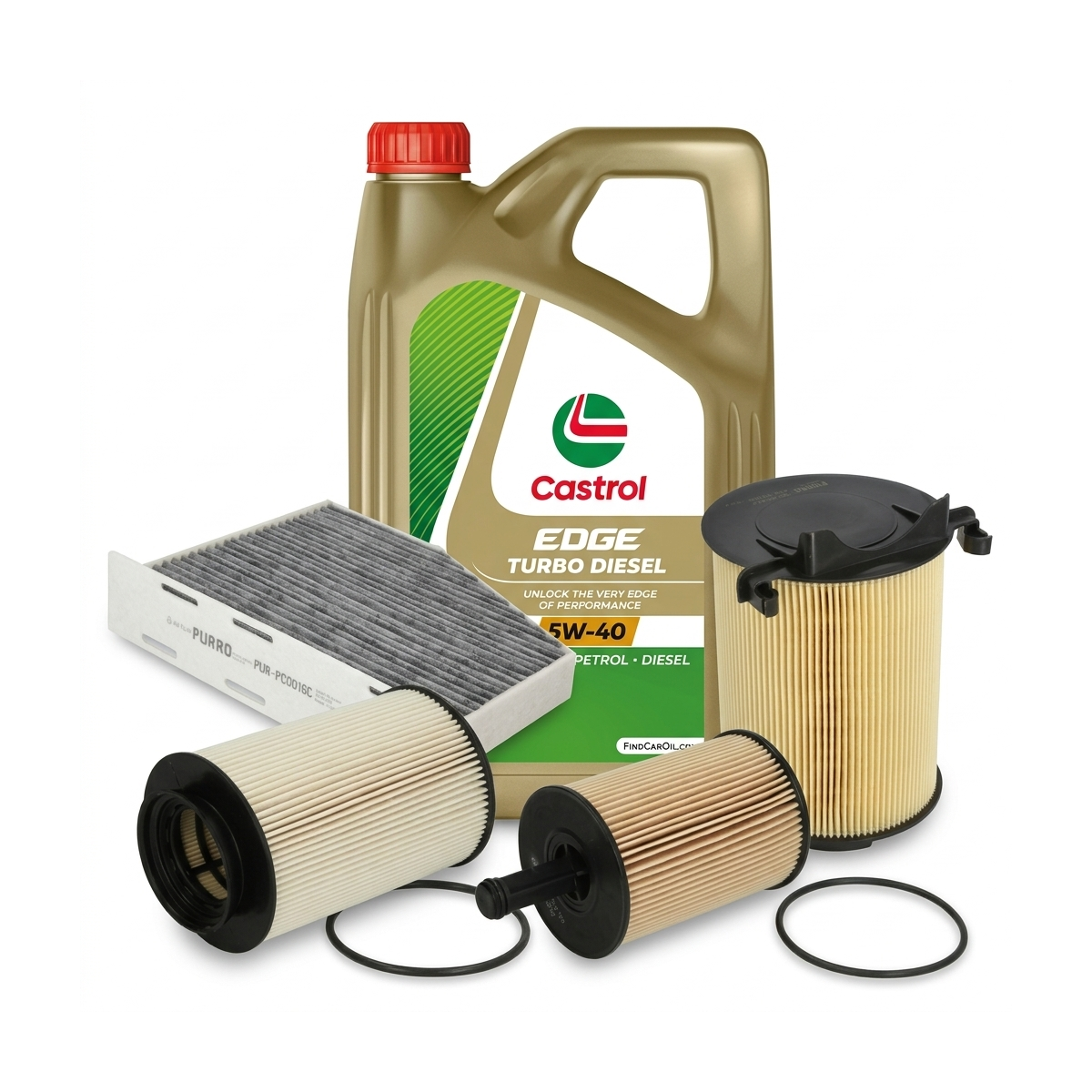 Kit revizie ulei Castrol EDGE Turbo Diesel 5W-40 + filtre VW Golf 5 2.0 SDI 75 CP – PURRO