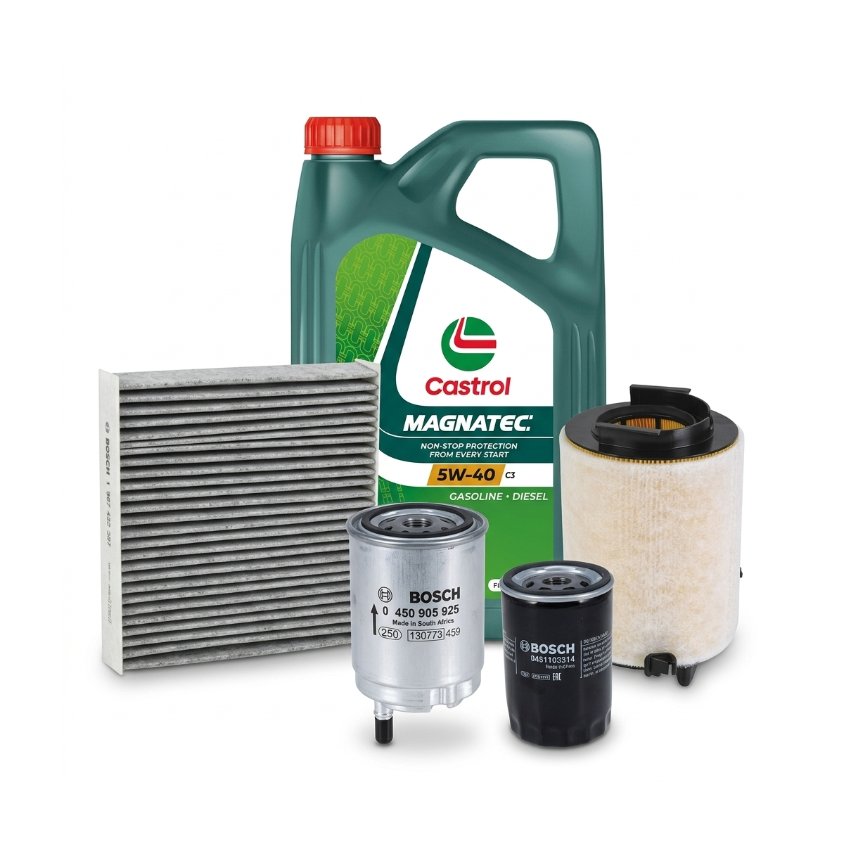 Kit revizie ulei Castrol MAGNATEC 5W-40 C3 + filtre VW Golf 5 1.6 102 CP – Bosch