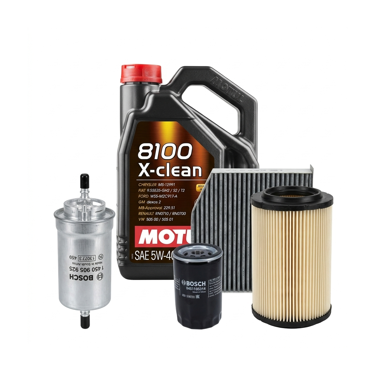 Kit revizie ulei Motul 8100 X-CLEAN 5W-40 + filtre VW Golf 5 1.6 102 CP – Bosch