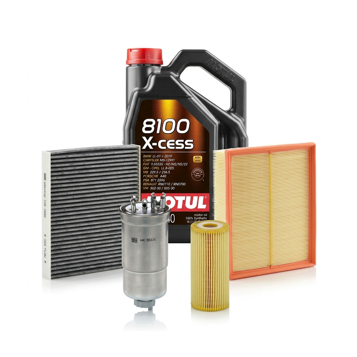 Kit revizie ulei Motul 8100 X-CESS 5W-40 + filtre VW Passat B5.5 2.0 TDI 136 CP – MANN