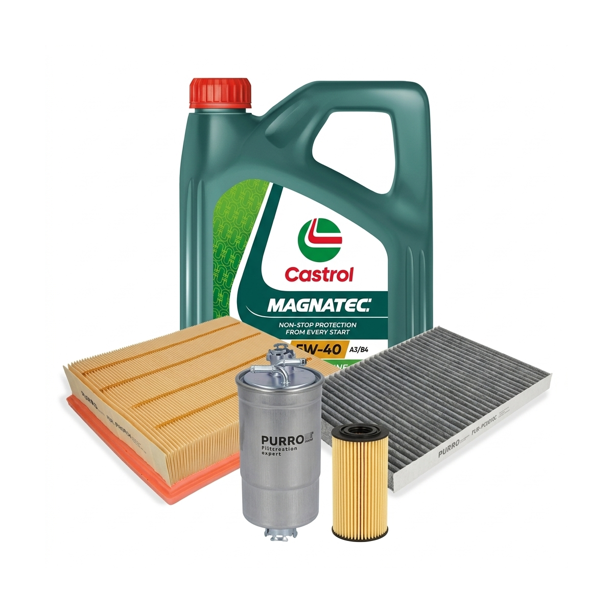 Kit revizie ulei Castrol MAGNATEC 5W-40 A3/B4 + filtre VW Passat B5.5 2.0 TDI 136 CP – PURRO