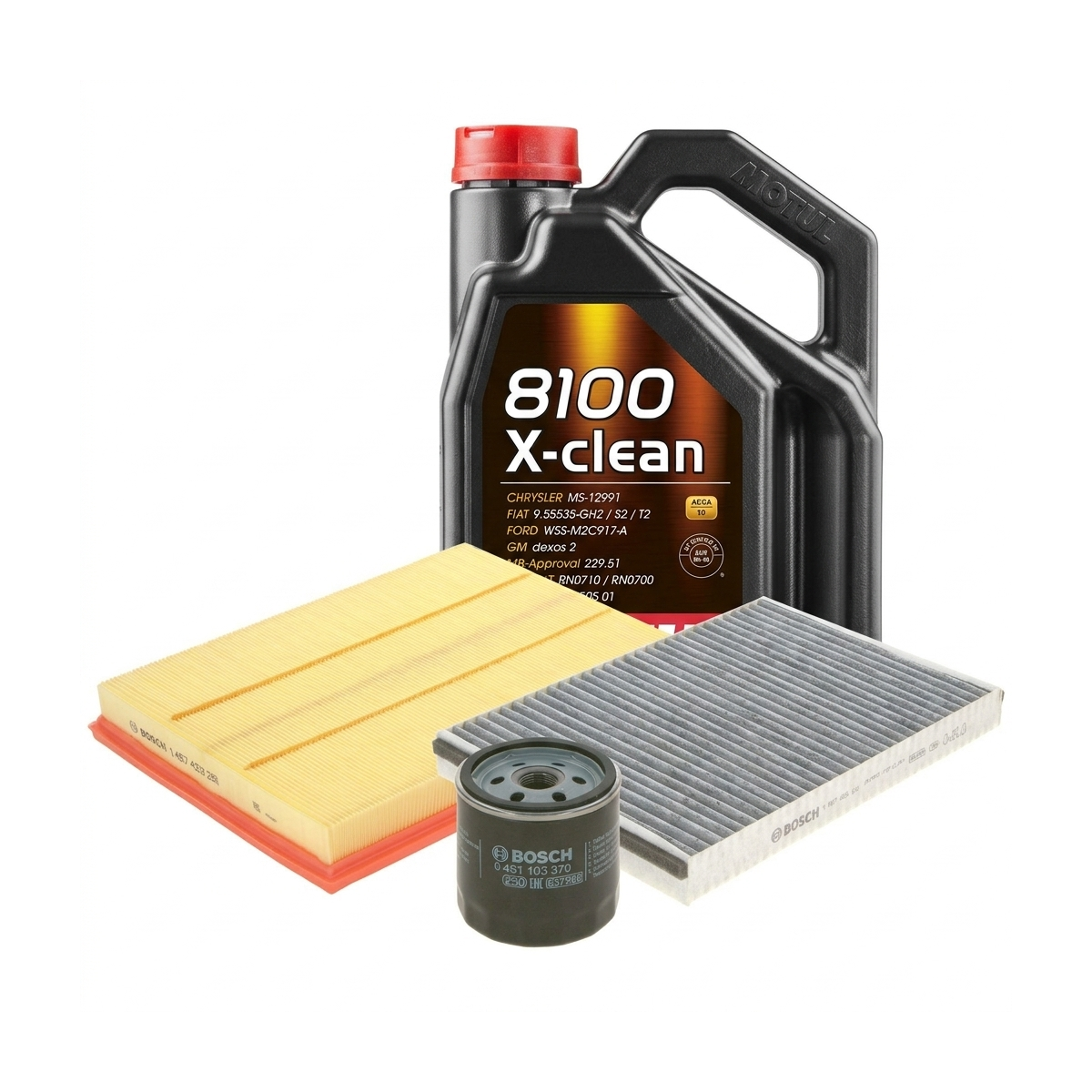 Kit revizie ulei Motul 8100 X-CLEAN 5W-40 + filtre Opel Astra H 2.0 Turbo 170 CP – Bosch