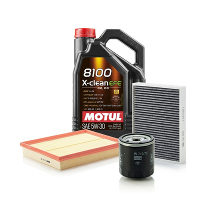 Kit revizie ulei Motul 8100 X-CLEAN EFE 5W-30 + filtre Opel Astra H 2.0 Turbo 170 CP – MANN