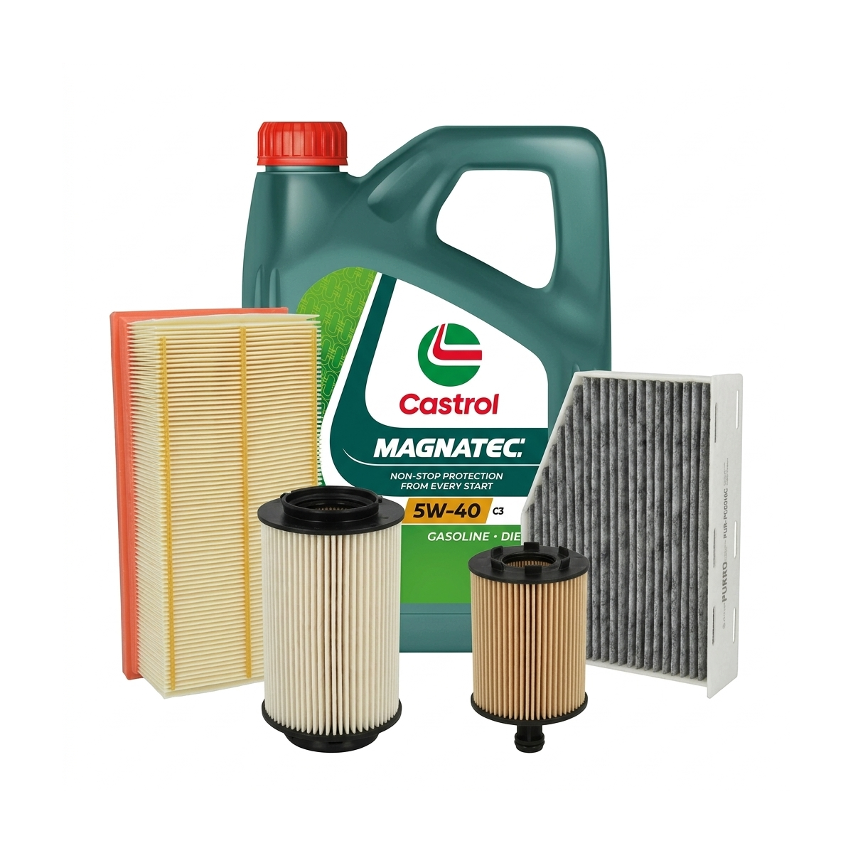 Kit revizie ulei Castrol MAGNATEC 5W-40 C3 + filtre Skoda Octavia 2 2.0 TDI 16V 140 CP – PURRO