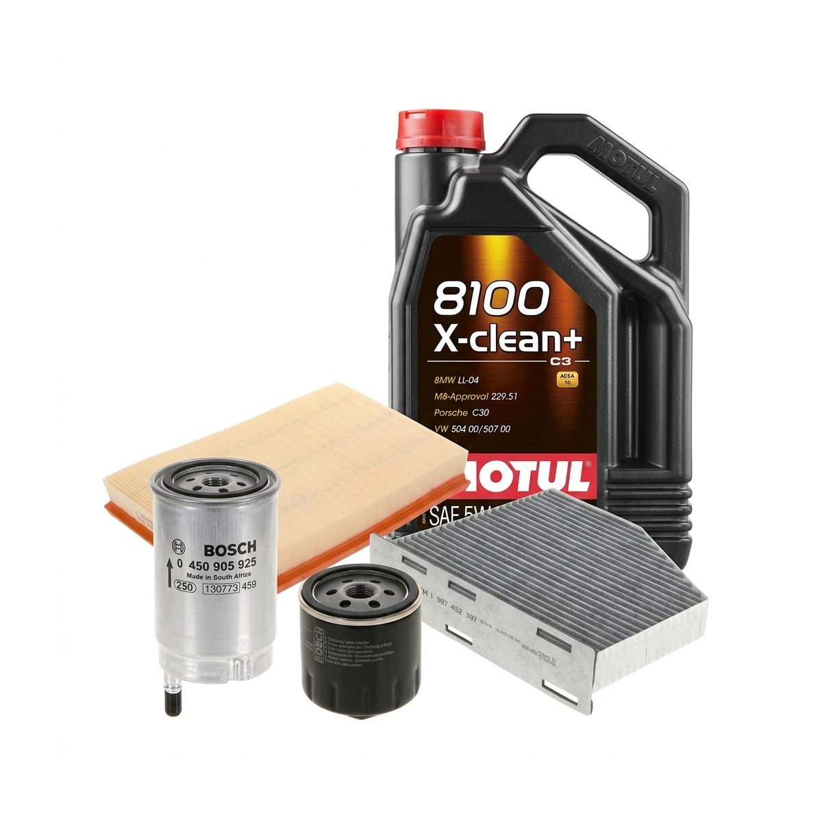 Kit revizie ulei Motul 8100 X-CLEAN+ 5W-30 + filtre Skoda Octavia 2 1.4 75 CP – Bosch