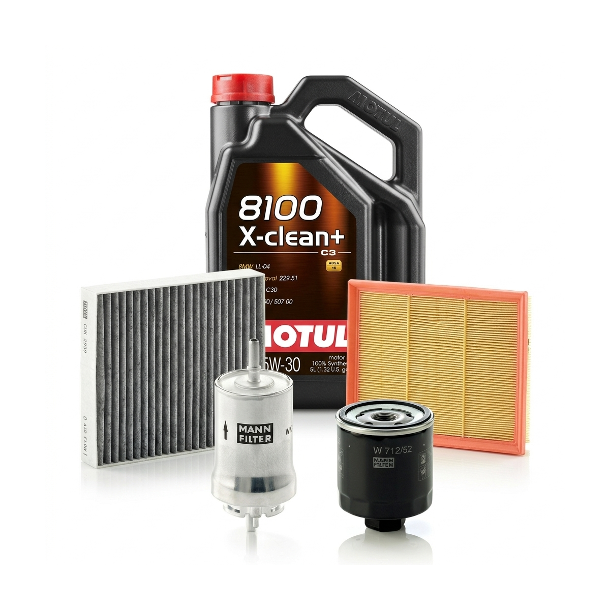 Kit revizie ulei Motul 8100 X-CLEAN+ 5W-30 + filtre Skoda Octavia 2 1.4 75 CP – MANN