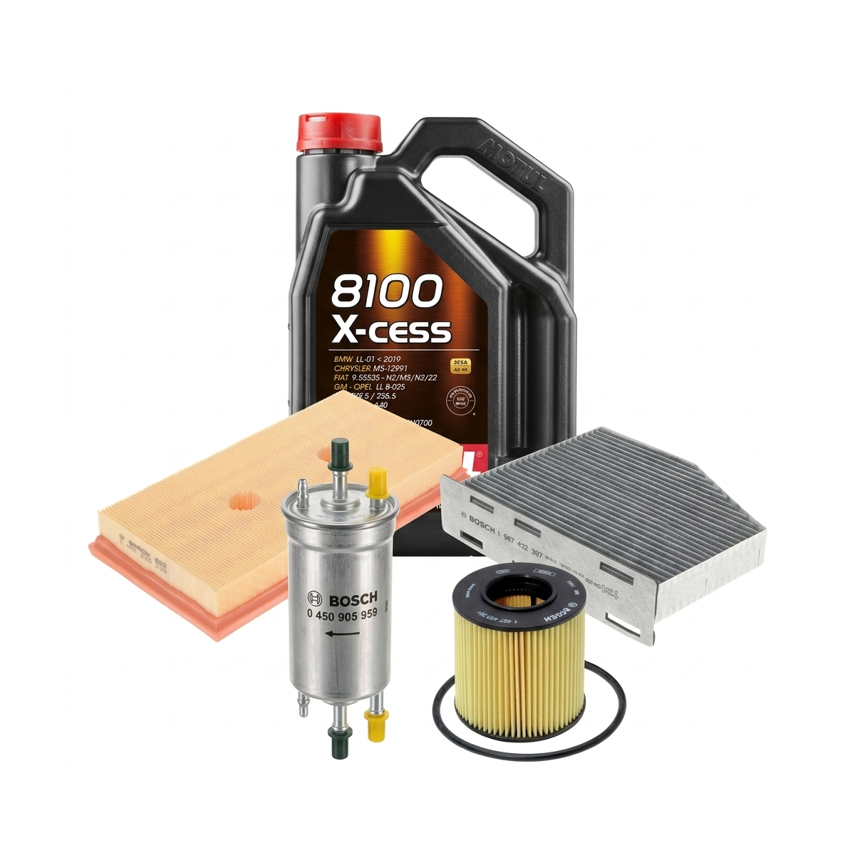 Kit revizie ulei Motul 8100 X-CESS 5W-40 + filtre Skoda Octavia 2 1.6 FSI 115 CP – Bosch