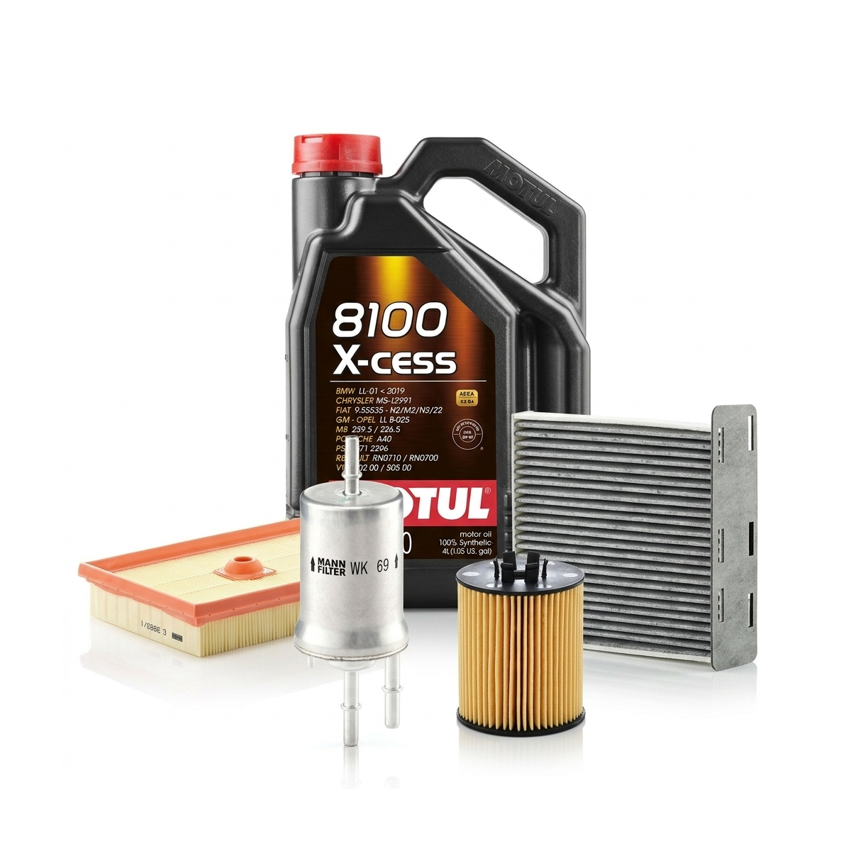 Kit revizie ulei Motul 8100 X-CESS 5W-40 + filtre Skoda Octavia 2 1.6 FSI 115 CP – MANN