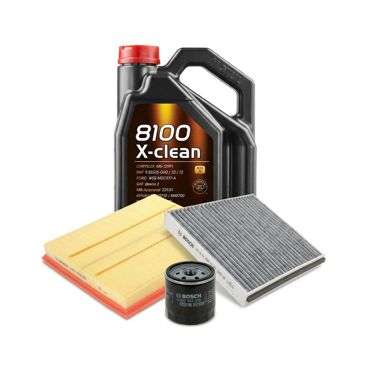Kit revizie ulei Motul 8100 X-CLEAN 5W-40 + filtre Opel Astra H 2.0 Turbo 200 CP – Bosch