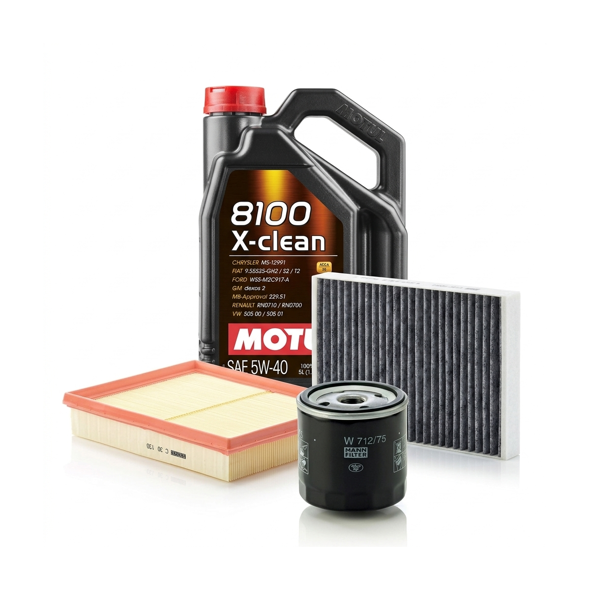 Kit revizie ulei Motul 8100 X-CLEAN 5W-40 + filtre Opel Astra H 2.0 Turbo 200 CP – MANN