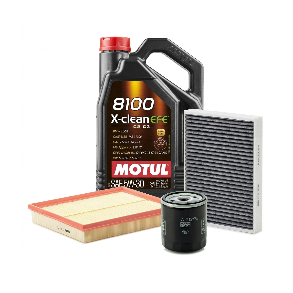 Kit revizie ulei Motul 8100 X-CLEAN EFE 5W-30 + filtre Opel Astra H 2.0 Turbo – MANN