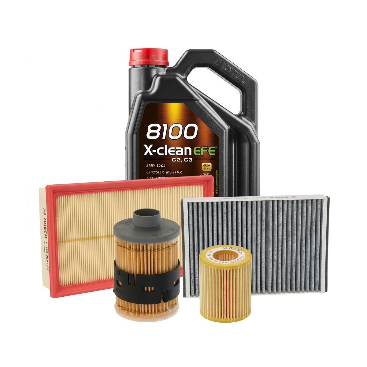 Kit revizie ulei Motul 8100 X-CLEAN EFE 5W-30 + filtre Opel Astra H 1.9 CDTI 150 CP – Bosch