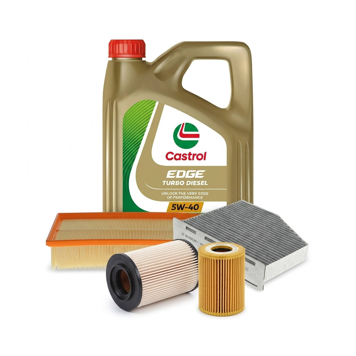 Kit revizie ulei Castrol EDGE Turbo Diesel 5W-40 + filtre VW Golf 5 1.9 TDI 90 CP – Bosch