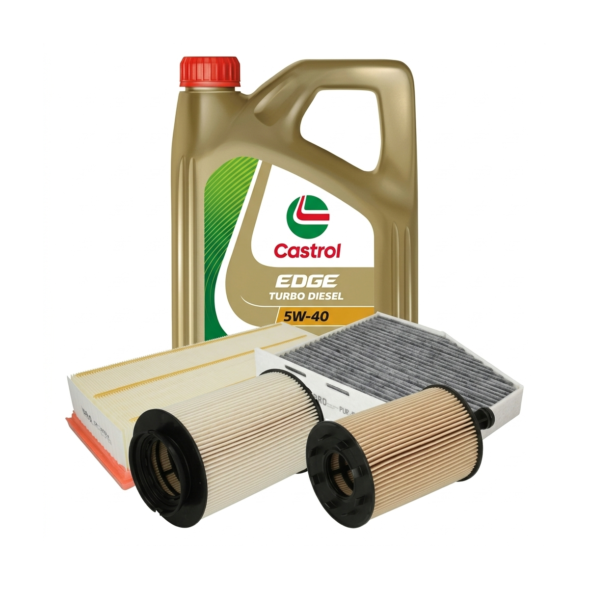 Kit revizie ulei Castrol EDGE Turbo Diesel 5W-40 + filtre VW Golf 5 1.9 TDI 90 CP – PURRO