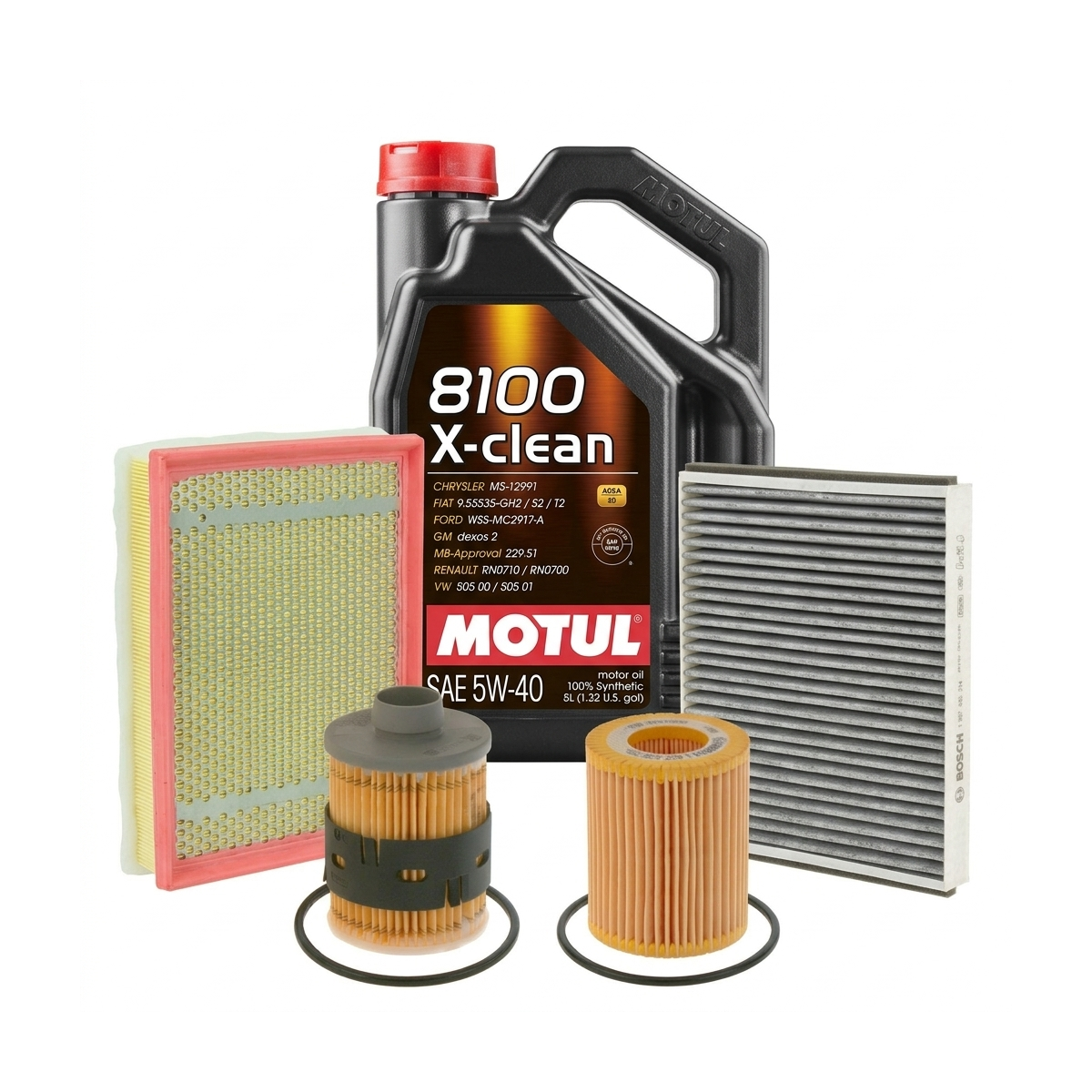 Kit revizie ulei Motul 8100 X-CLEAN 5W-40 + filtre Opel Astra H 1.9 CDTI 16V 120 CP – Bosch