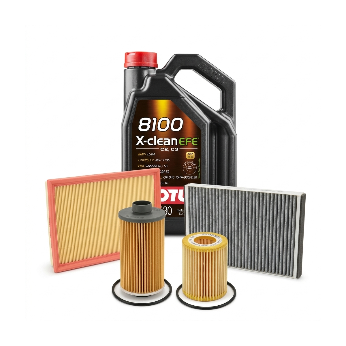 Kit revizie ulei Motul 8100 X-CLEAN EFE 5W-30 + filtre Opel Astra H 1.9 CDTI 16V 120 CP – Bosch