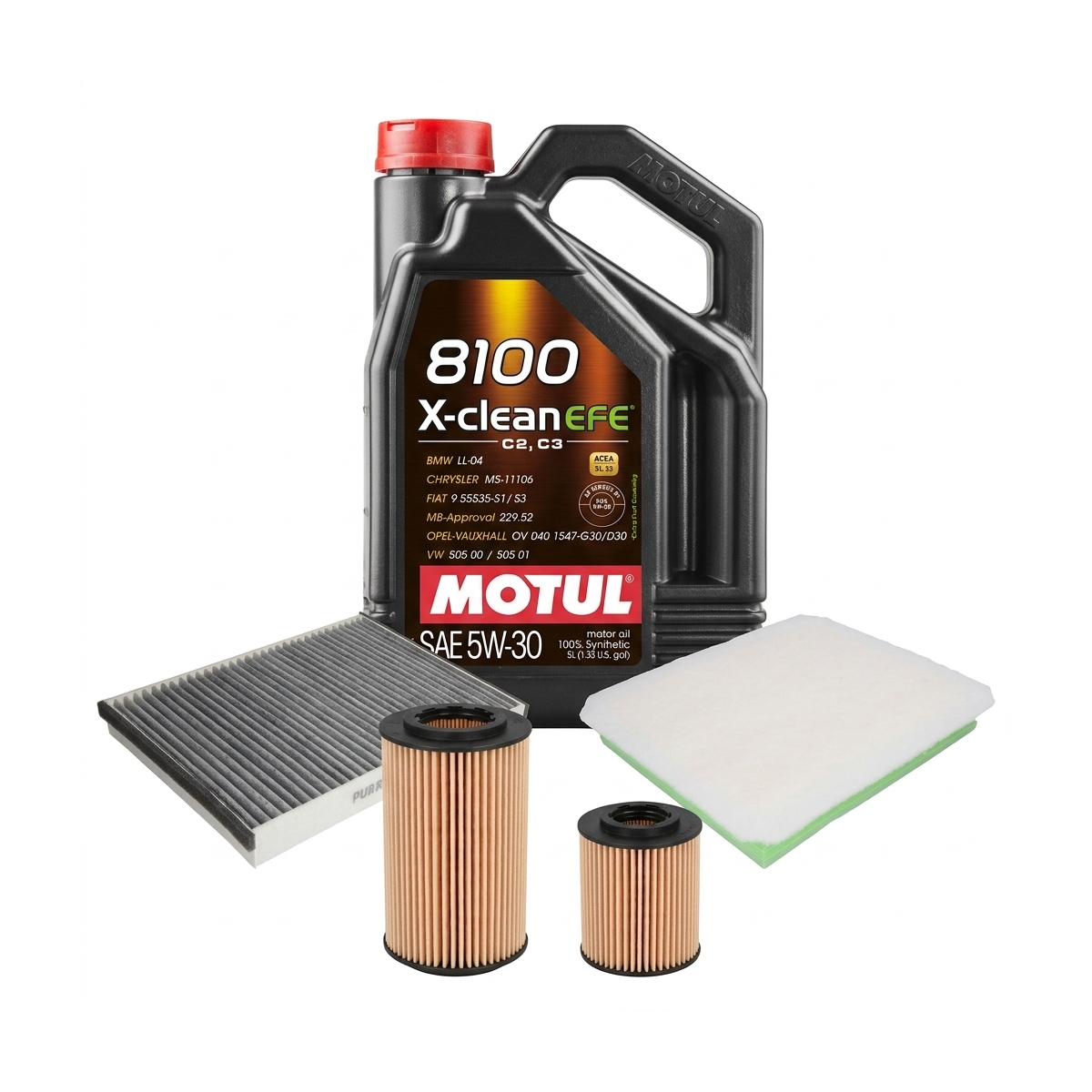 Kit revizie ulei Motul 8100 X-CLEAN EFE 5W-30 + filtre Opel Astra H 1.9 CDTI 16V 120 CP – PURRO
