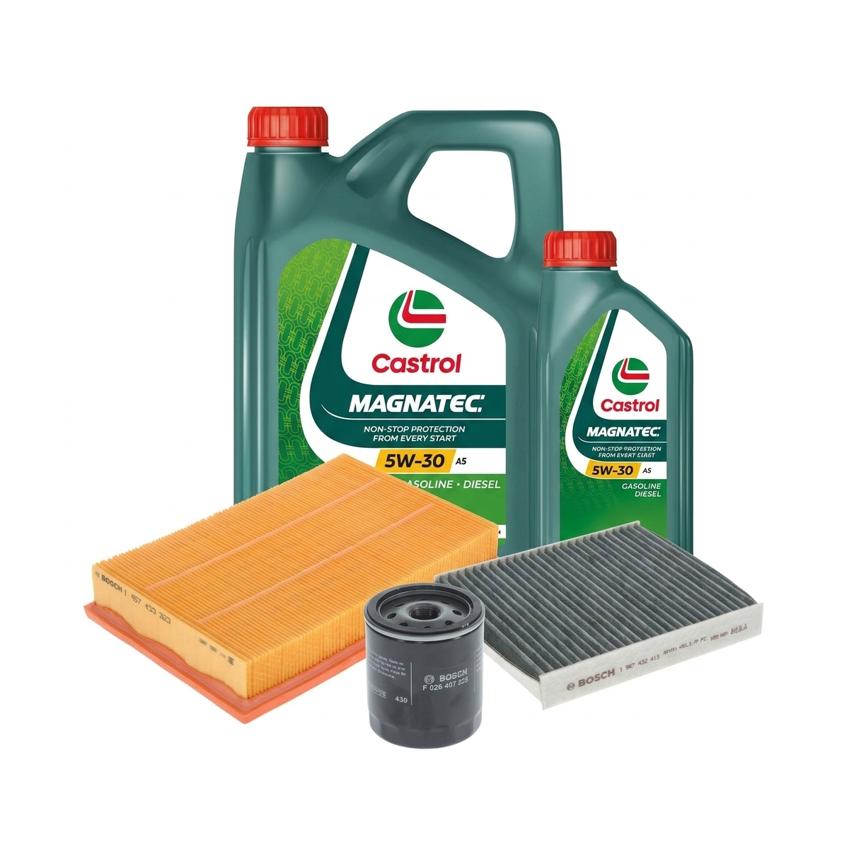Kit revizie ulei Castrol MAGNATEC 5W-30 A5 + filtre Ford Focus 2 2.0 145 CP – Bosch