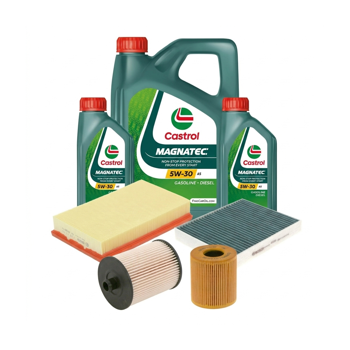 Kit revizie ulei Castrol MAGNATEC 5W-30 A5 + filtre Ford Focus 2 2.0 TDCi 136 CP – Bosch