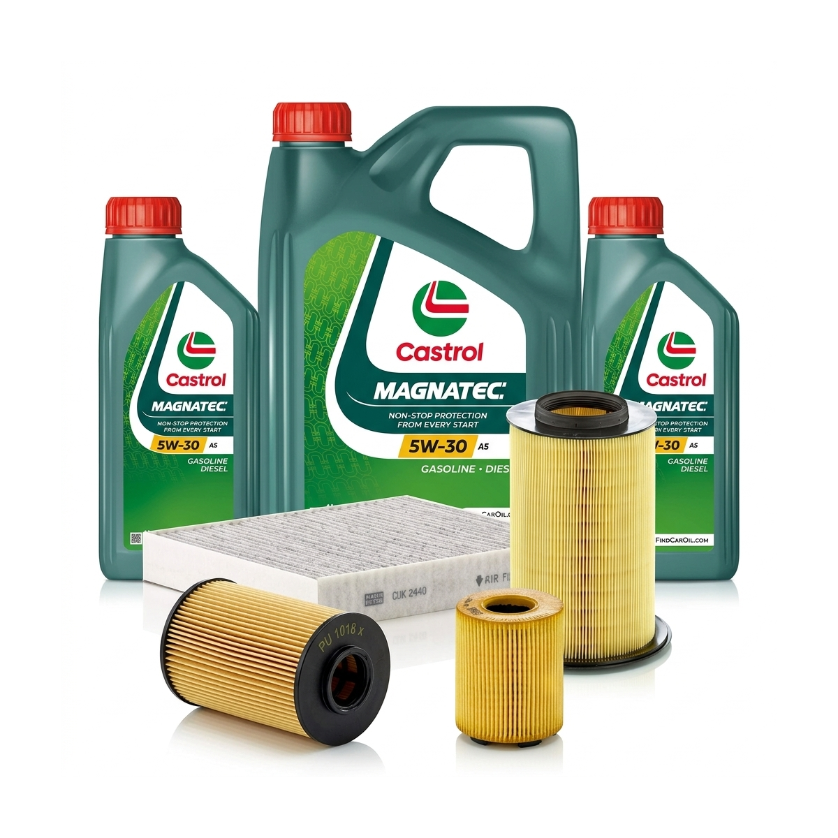 Kit revizie ulei Castrol MAGNATEC 5W-30 A5 + filtre Ford Focus 2 2.0 TDCi 136 CP – MANN