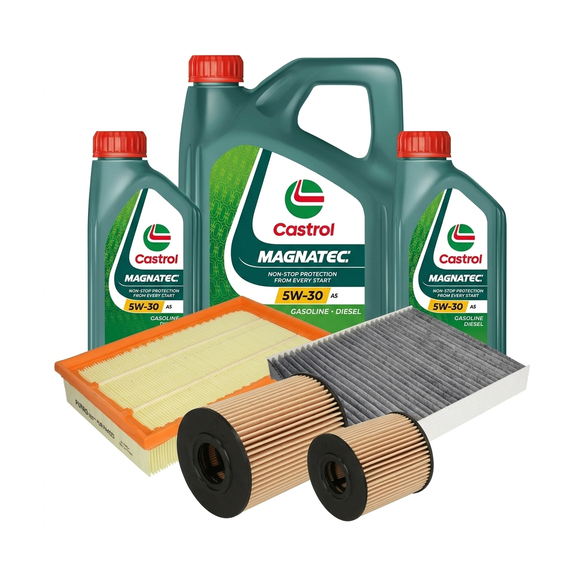 Kit revizie ulei Castrol MAGNATEC 5W-30 A5 + filtre Ford Focus 2 2.0 TDCi 136 CP – PURRO