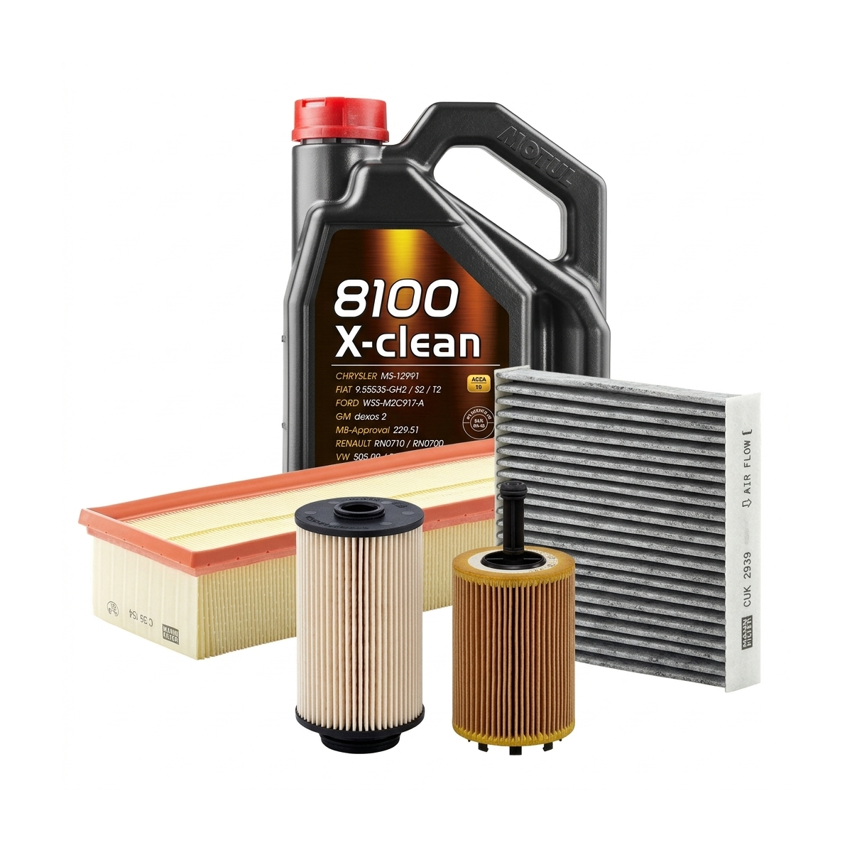 Kit revizie ulei Motul 8100 X-CLEAN 5W-40 + filtre VW Golf 5 1.9 TDI 4motion 105 CP – MANN