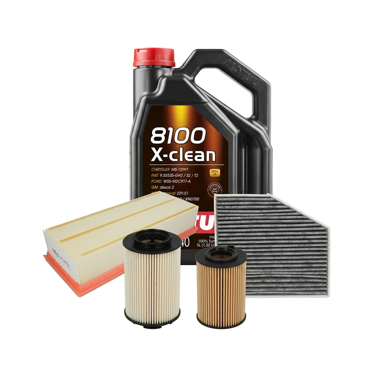 Kit revizie ulei Motul 8100 X-CLEAN 5W-40 + filtre VW Golf 5 1.9 TDI 4motion 105 CP – PURRO