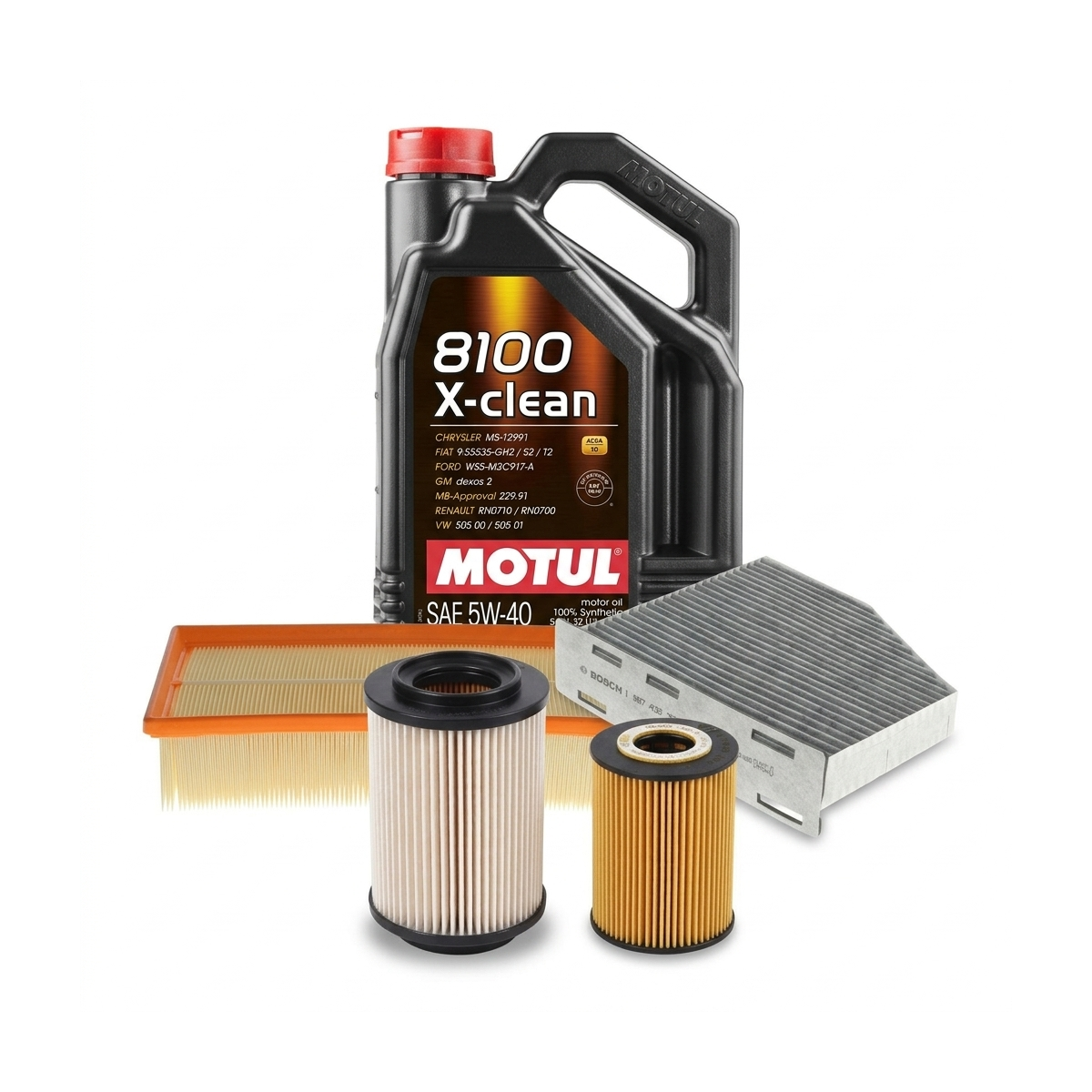 Kit revizie ulei Motul 8100 X-CLEAN 5W-40 + filtre VW Golf 5 2.0 TDI 16V 4motion 140 CP – Bosch