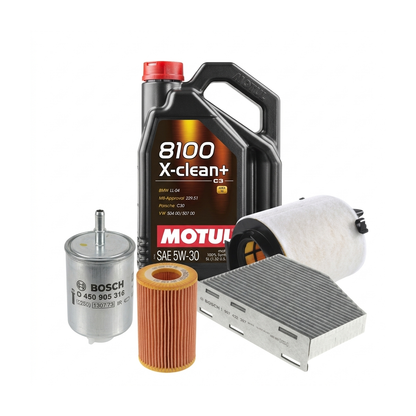 Kit revizie ulei Motul 8100 X-CLEAN+ 5W-30 + filtre VW Golf 5 2.0 FSI 4motion 150 CP – Bosch