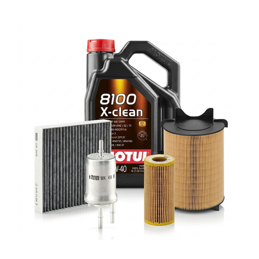 Kit revizie ulei Motul 8100 X-CLEAN 5W-40 + filtre VW Golf 5 2.0 FSI 4motion 150 CP – MANN