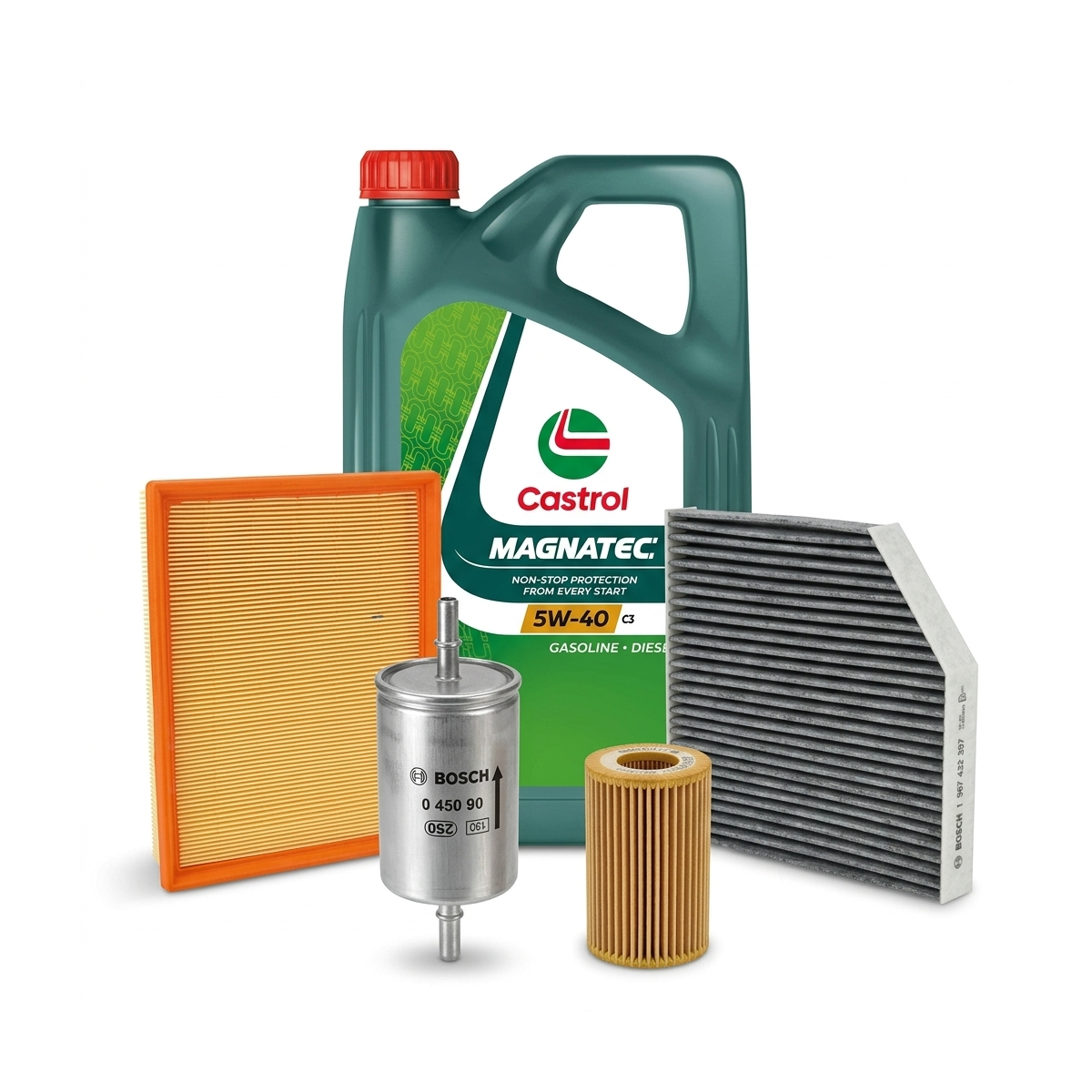 Kit revizie ulei Castrol MAGNATEC 5W-40 C3 + filtre VW Golf 5 2.0 GTI 200 CP – Bosch