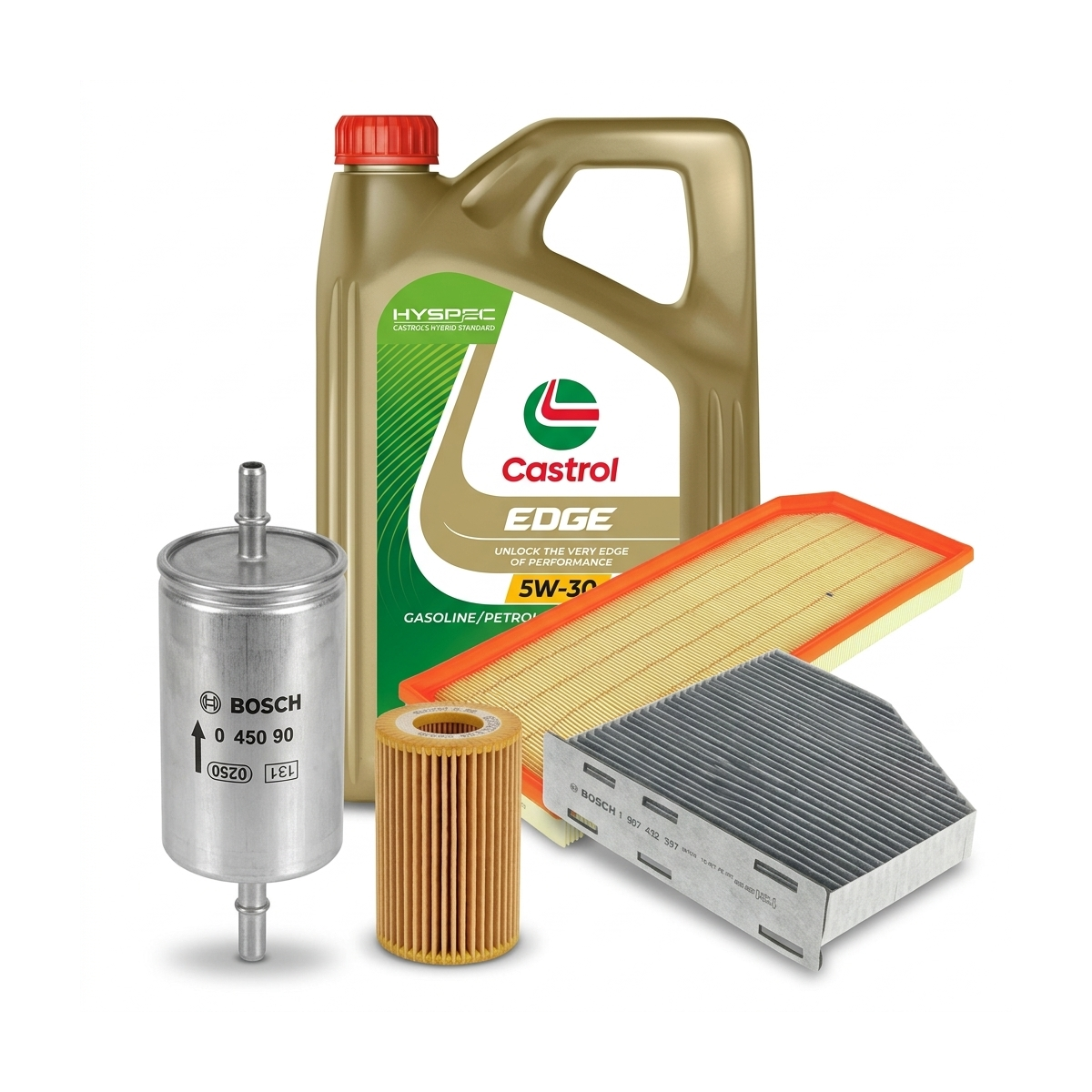 Kit revizie ulei Castrol EDGE 5W-30 LL + filtre VW Golf 5 2.0 GTI 200 CP – Bosch