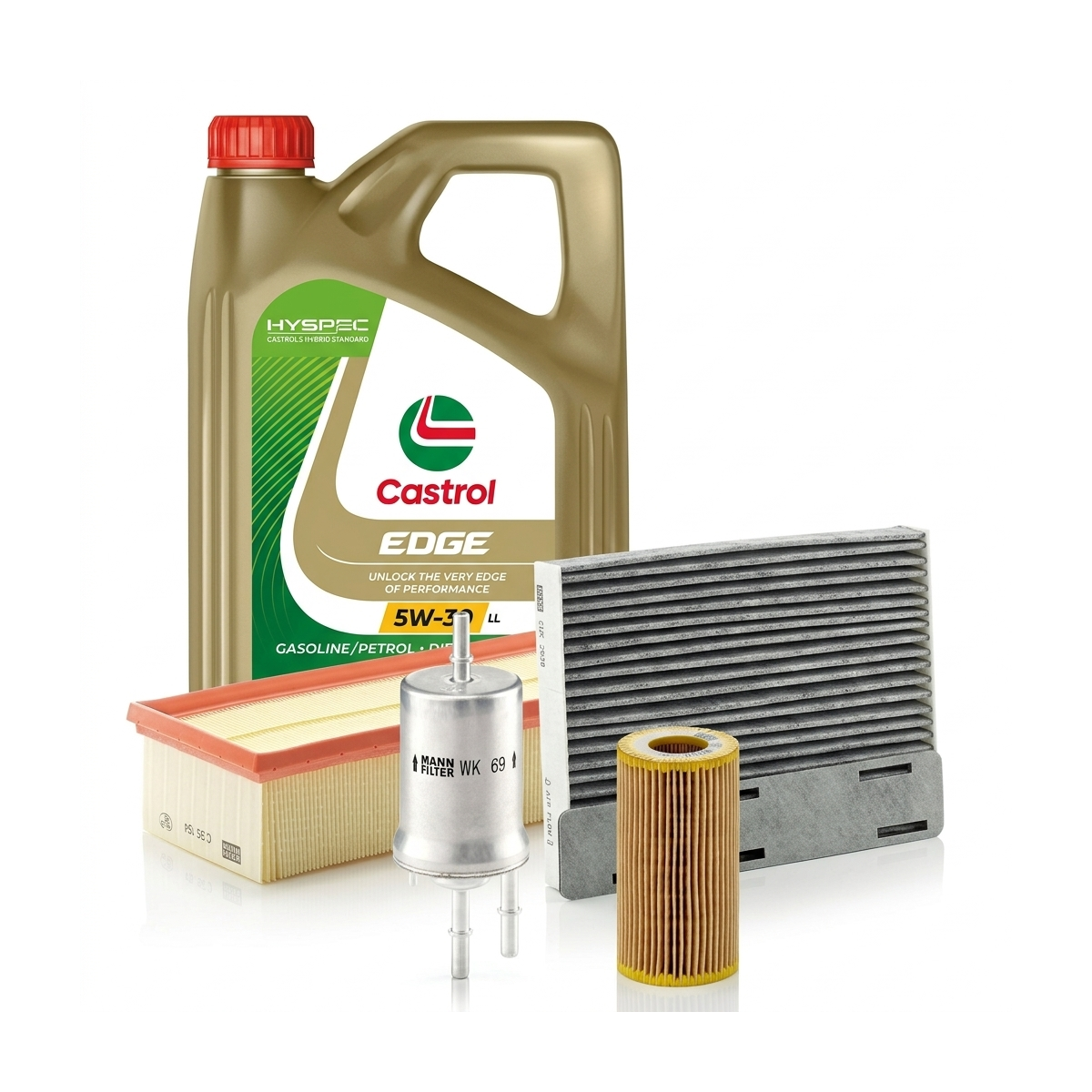 Kit revizie ulei Castrol EDGE 5W-30 LL + filtre VW Golf 5 2.0 GTI 200 CP – MANN